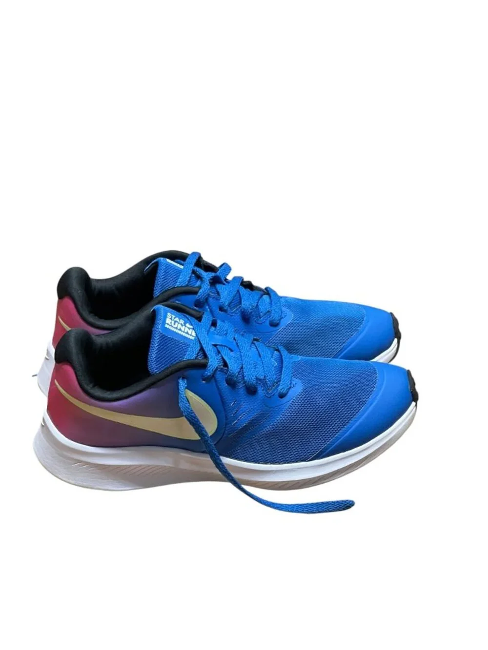 Nike Star Runner 2.0 Youth Blue Running Shoes Size 4Y Gradient Pink Heel Lightwe